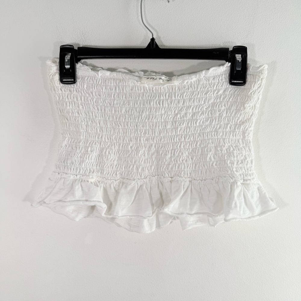 Free People Babe White Smocked & Ruffle Strapless Cropped Tube Top Large - Picture 10 of 10